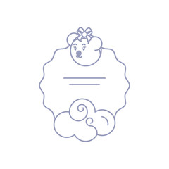 card with head of female bear baby and cloud