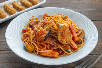 茄子のトマトソースパスタ