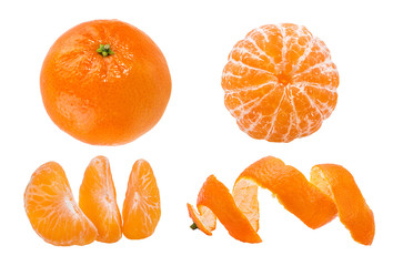 Fresh peeled mandarin orange isolated on white background with clipping path