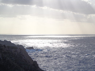 Sunbeam in the middle of the sea