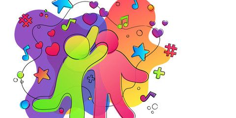 Fototapeta premium Friend love concept of colorful happy friend hug