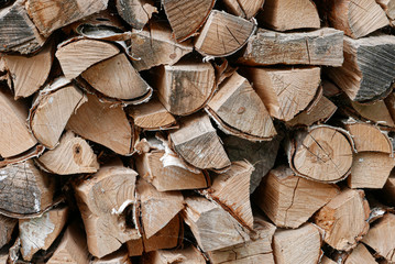 Beautiful stack of firewood as a background