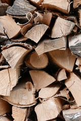 Beautiful stack of firewood as a background