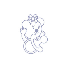 head of cute female bear baby animal and pacifier