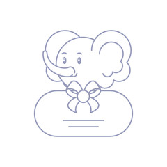 head of cute elephant baby with bow ribbon
