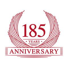 185 years design template. One hundred and eighty-five years jubilee logo. Vector and illustration.