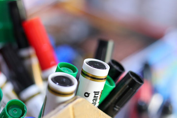 close up of school supplies