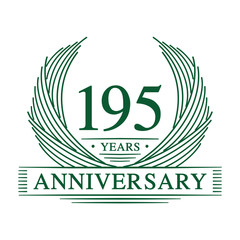 195 years design template. One hundred and ninety-five years jubilee logo. Vector and illustration.