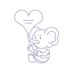 cute elephant baby animal with heart