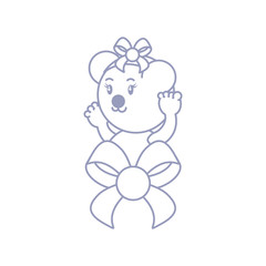 cute female bear baby with bow ribbon
