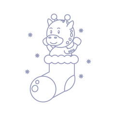 cute giraffe baby animal in sock