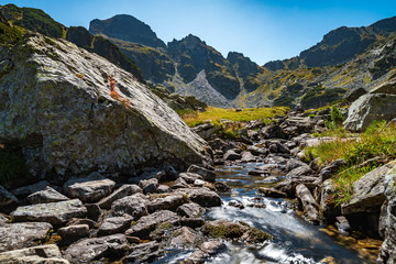 Malyovitsa river and peak in Rila national park, Bulgaria