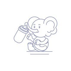 cute elephant baby animal and bottle milk