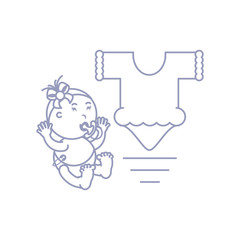 cute baby girl with pacifier and clothes for baby