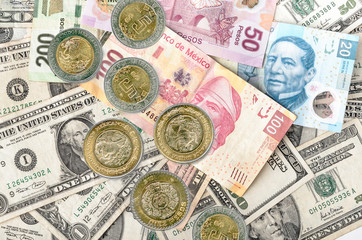 Dollar and Mexican Pesos