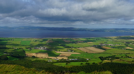 Obraz premium High view from Binevenagh mountain, Londonderry, Northern Ireland, Causeway Coastal Route