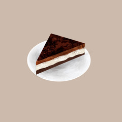 Piece of chocolate cake on a plate