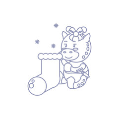 cute female giraffe baby animal and sock