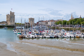 A view of the harbour at vieux port de La Rochelle in France
