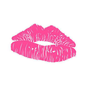 Lipstick kiss.  Female mouth. Print of lips for t-shirts .isolated on white background