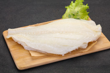 Raw halibut fillet