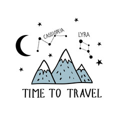 Time to travel. Hand drawn illustration
