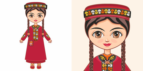 Turkmen girl in national costume
