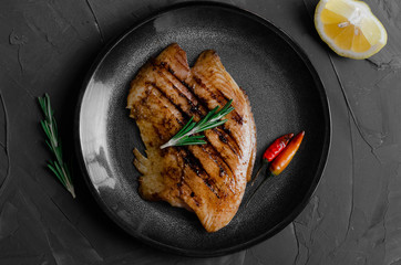 Grilled Fish Fillet with BBQ Vegetables and herbal