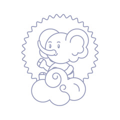 seal with cute elephant baby animal and cloud