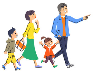 歩く家族