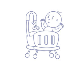 baby boy in cute crib avatar character