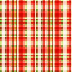 Seamless pattern, bright cage of red, green and very light, pale stripes. Checkered pattern.