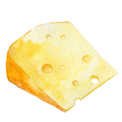 Watercolor piece of chedar cheese