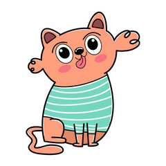 Obraz premium cute cat isolated on white background. vector illustration of a flat design