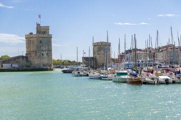A view of the harbour at vieux port de La Rochelle in France - obrazy, fototapety, plakaty