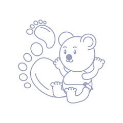 cute bear baby and footprints