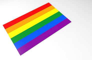 3d rendering. Rainbow color lgbt symbol flag stage on gray background.