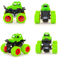 Bigfoot toy car on a white background. View from four sides.