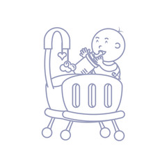 baby boy in cute crib avatar character