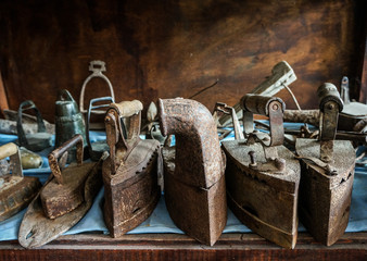 antique vintage rusty irons