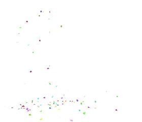 Bright and colorful confetti flying on the floor. Isolated background