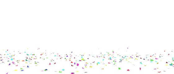Bright and colorful confetti flying on the floor. Isolated background