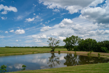 Fototapeta premium beautiful skies reflected in still pond - horizontal