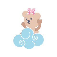 Obraz na płótnie Canvas cute female bear baby animal and cloud