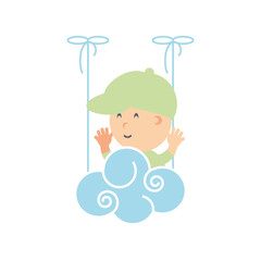 cute baby boy with cloud