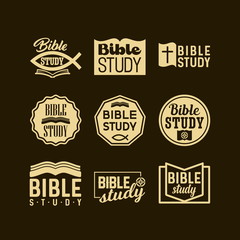 Christian logos, banners and stickers. Bible study.