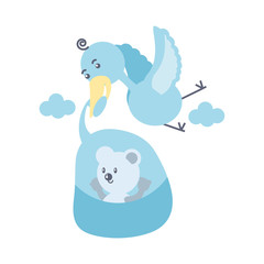 stork and cute bear baby animal