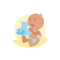 cute baby boy with socks