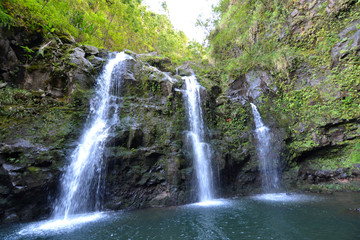 Tropical Pacific Island Waterfalls with Natural Pools