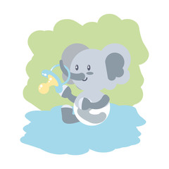cute elephant baby animal and pacifier